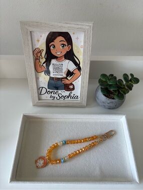 Done by Sophia Handmade Amber Bead Charm Bracelet with Orange Pendant